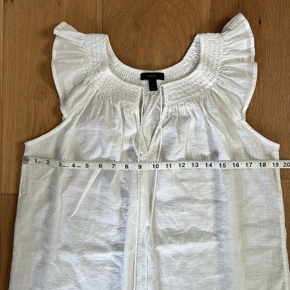 J. CREW White Cotton Smocked Flutter-Sleeve Mini Dress - Swim Cover-Up - Small - Picture 10 of 15